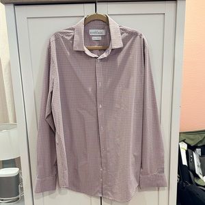Mizzen + Main, Leeward Dress Shirt, Size XL, Standard Fit, Orange and Blue Check